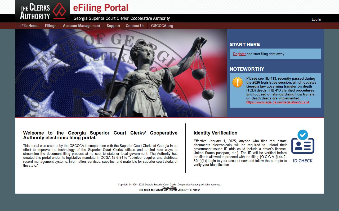 Decatur County Clerk of Superior Court GSCCCA real estate filing screen