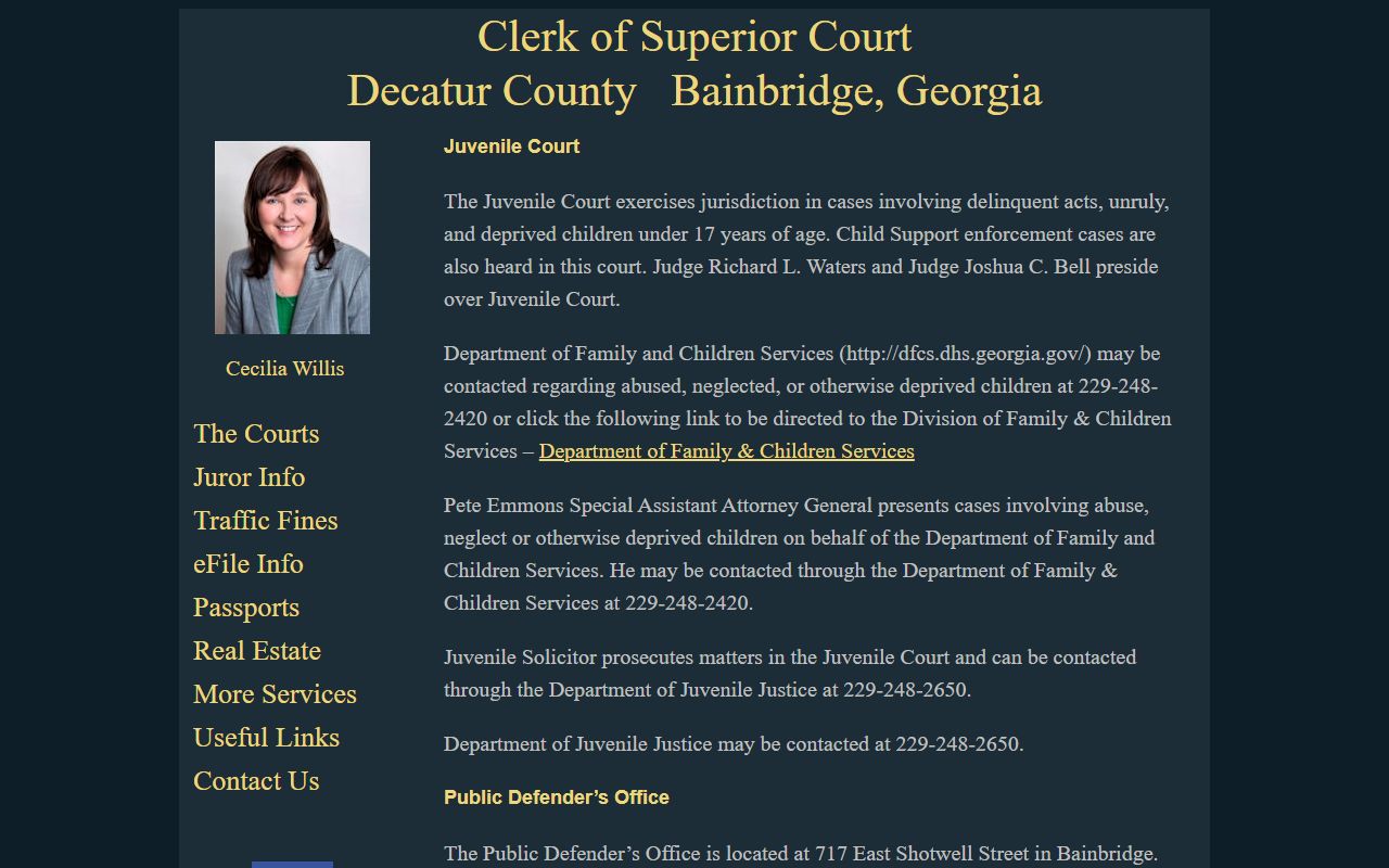 Decatur County court dockets juvenile court information