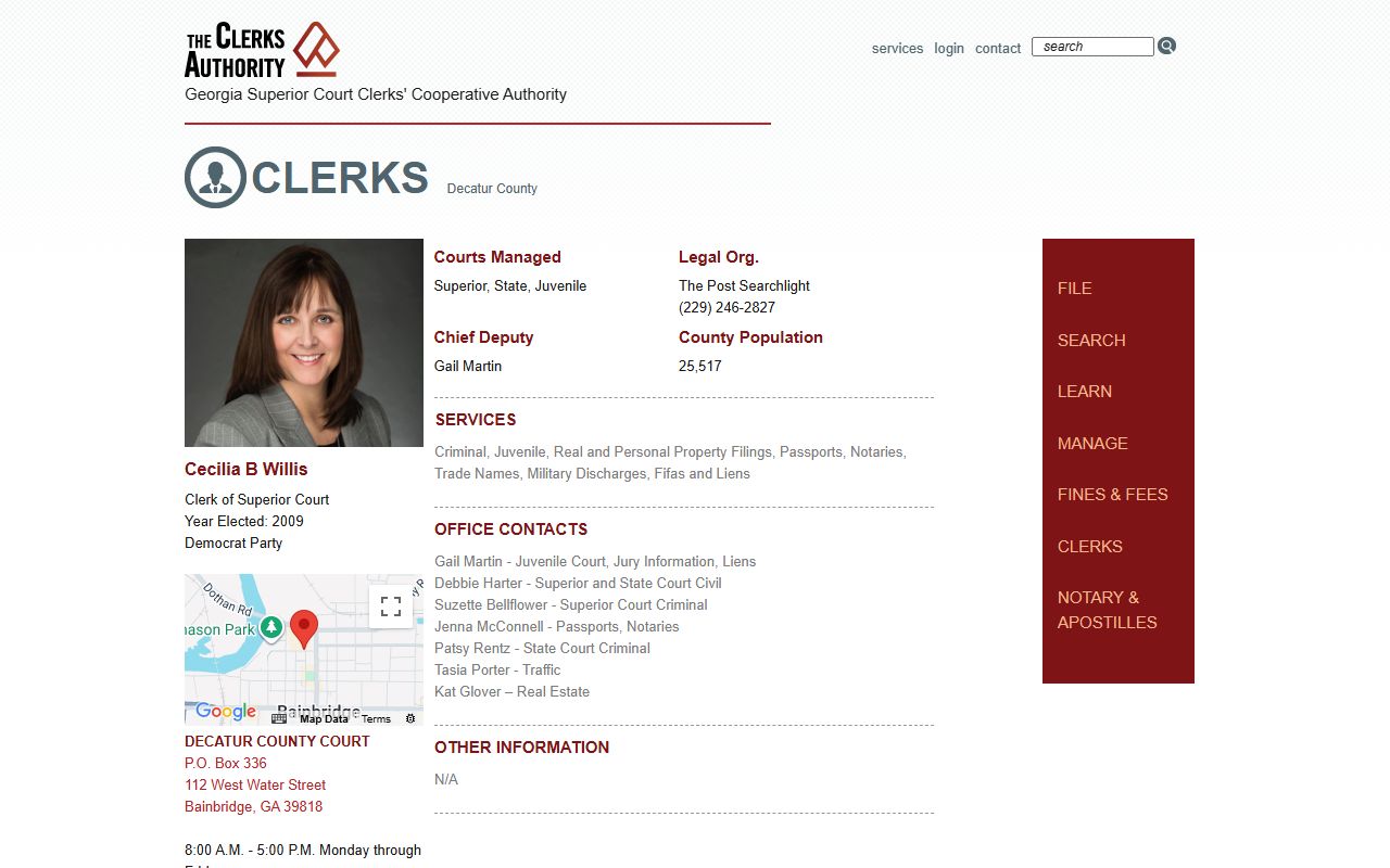 Decatur County court records GSCCCA clerk directory