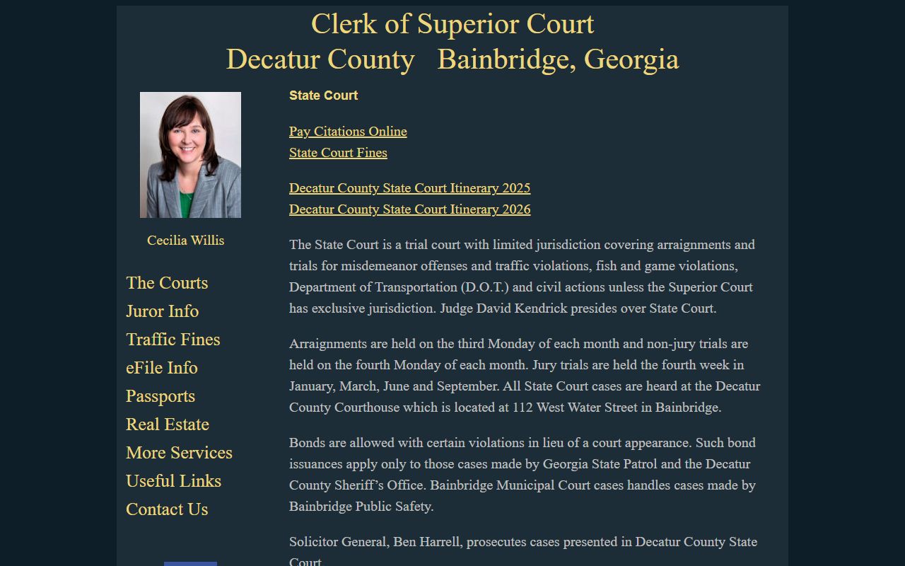 Decatur County court records State Court traffic information