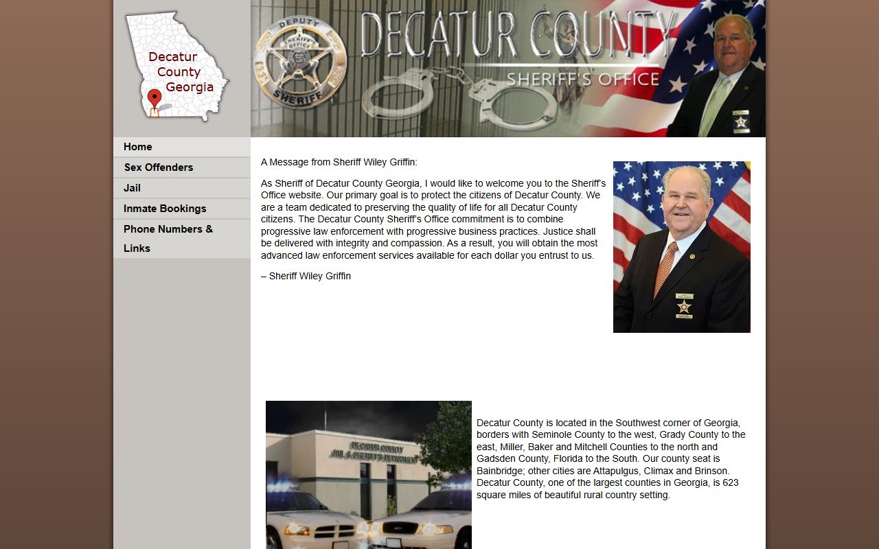 Decatur County Sheriff's Office website for jail and inmate information