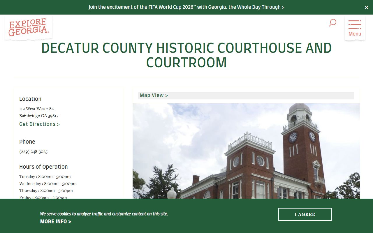 Explore Georgia Decatur County Historic Courthouse and courtroom page
